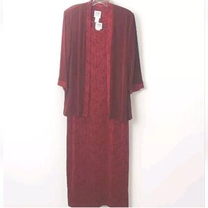 RM Richards X Karen Kwong Jacket Maxi Dress Woman Plus 16W Burgundy Lagenlook